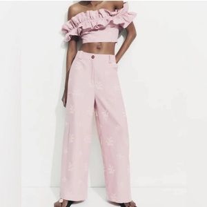 Zara pink embroidered pants